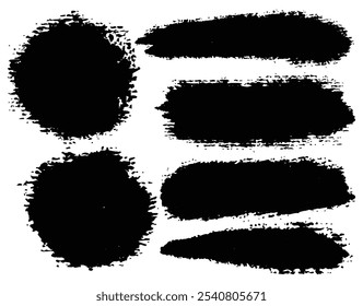 Big collection of grunge badge brush, ink brush strokes, lines, box, dirt artistic elements. Rectangle brushes black paint ink stroke frame vector round brush set. Arc brush stroke paint boxes 