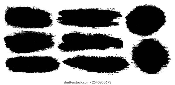 Big collection of grunge badge brush, ink brush strokes, lines, box, dirt artistic elements. Rectangle brushes black paint ink stroke frame vector round brush set. Arc brush stroke paint boxes 