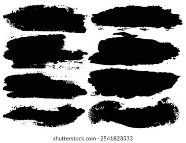 Big collection of grunge badge brush, ink brush strokes, lines, box, dirt artistic elements. Brushes black paint ink stroke frame. Vector black paint brush set. Arc brush paint boxes marker highlight