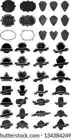 Big collection of Grunge post Stamps . Circles. Large set of Banners, Insignias , Logos, Icons, Labels and Badges  . vector distress textures.blank shapes.