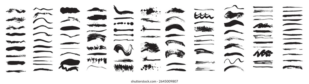 Big collection of grunge texture brushes, spots, smears, splashes. Vector design elements vector illustration