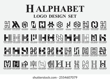 Big collection of H letter logo design. icons for business of luxury, elegant, icon simple.