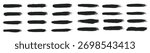 Big collection of hand drawn calligraphy brush strokes black paint texture set vector illustration isolated on white background. Calligraphy brushes high detail abstract elements.