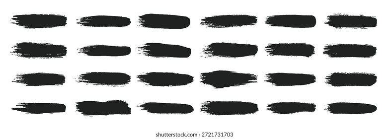 Big collection of hand drawn calligraphy brush strokes black paint texture set vector illustration isolated on white background. Calligraphy brushes high detail abstract elements.