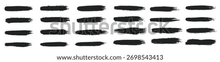 Big collection of hand drawn calligraphy brush strokes black paint texture set vector illustration isolated on white background. Calligraphy brushes high detail abstract elements.