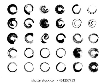 Big collection of hand drawn circles. Vector grunge design elements.
