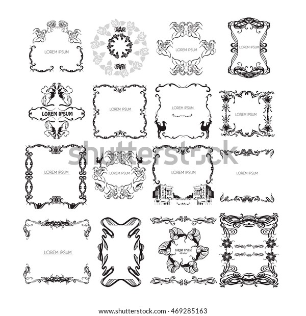 Big collection of hand drawn \
frame swirls and curles. Unique romantic design element for wedding\
cards, in invitations , save the date cards , poster and \
banner