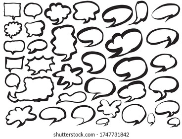 Big collection of hand drawn speech bubbles and balloons icon set. Usable for advertisement, banners, card, poster and etc.
