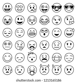 Big Collection of hand drawn vector funny emoticons