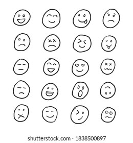Big Collection of hand drawn vector funny emoticons