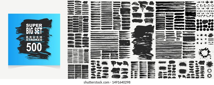 Big collection of hand made brush strokes. A great addition to decorating inscriptions. Suitable for different design styles. Vector illustration.
