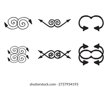 Big Collection of Hand-Drawn Arrows and Decorative Vector Pointers. Set of Black Sketchy Directional Symbols,