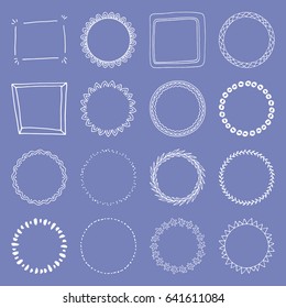 Big collection of handdrawn borders. Handdrawn doodle frames.