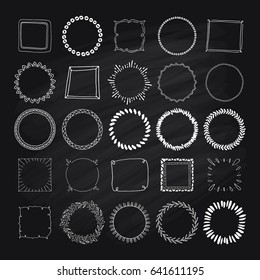 Big collection of handdrawn borders. Handdrawn doodle frames.