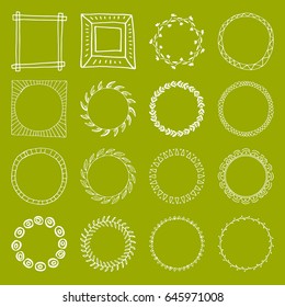 Big collection of handdrawn borders. Handdrawn doodle frames.