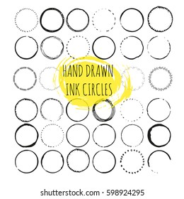 Big collection of Handdrawn elements for logotype with  circles, isolated on white background and easy to use. Vector illustration