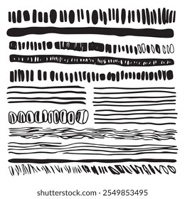 Big Collection of Handmade Set of Underline Strokes. Vector strokes in grunge marker style.