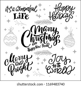 Big collection of handwritten christmas lettering. 