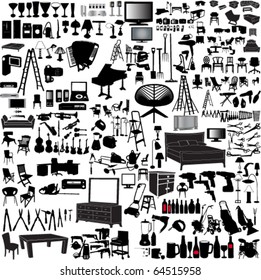 big collection of home items - vector