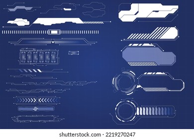  Gran colección HUD, elementos GUI para VR, diseño de interfaz de usuario. Interfaz de usuario futurista. Estadísticas, información de datos infográfica
