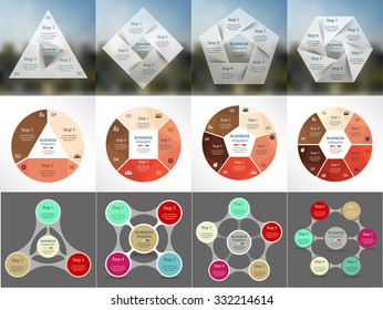 Big collection of infographic templates for business with 3, 4, 5 and 6 options or steps. Vector illustration can be used for diagram, graph, presentation and chart.