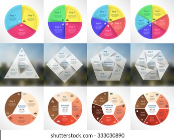 Big collection of infographic templates for business with 3, 4, 5 and 6 options or steps. Vector illustration can be used for diagram, graph, presentation and chart.