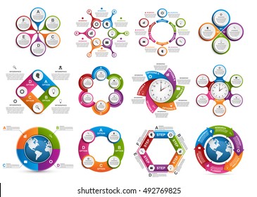 Big collection infographics. Design elements for infographics. Infographics for business presentations or information banner. Vector infographics.