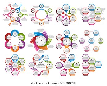 Big collection infographics. Design elements. Infographics for business presentations or information banner. 