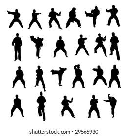 big collection of karate vector silhouettes