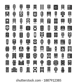 gran colección de altavoz, amplificador e iconos estéreo vector glifo