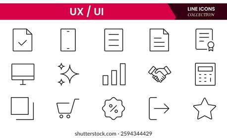 It is a big collection of minimalist and simple UX UI web icons. Vector illustrator. Suitable for Web Page, Mobile App, Web, and Print.
