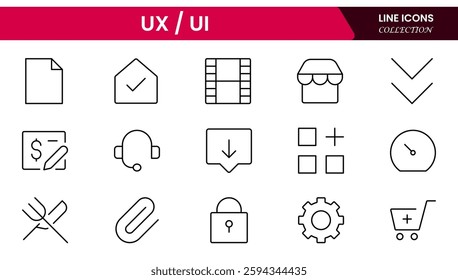 It is a big collection of minimalist and simple UX UI web icons. Vector illustrator. Suitable for Web Page, Mobile App, Web, and Print.