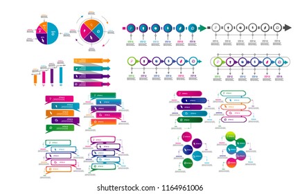 Big collection of modern timeline infographic element template design vector 