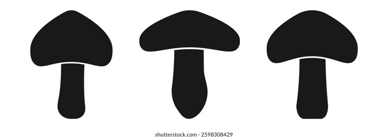 Big collection of mushrooms silhouette. Vector illustration large set of mushroom