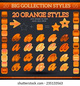 Big Collection Orange Graphic Styles for Design. Graphic styles can be use for decor, text, title, cards, events, posters, icons, logo and other.