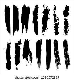 Big collection Paint Brush Strokes, Black Grunge Brushes vector on white background