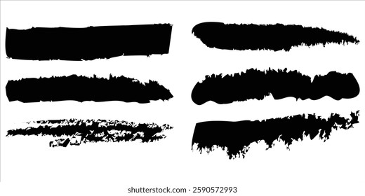 Big collection Paint Brush Strokes, Black Grunge Brushes vector on white background