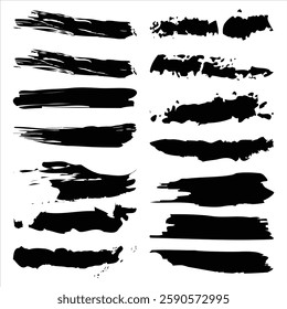 Big collection Paint Brush Strokes, Black Grunge Brushes vector on white background