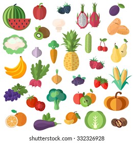 Big Collection Premium Quality Fruits Vegetables Stock Vector (Royalty ...