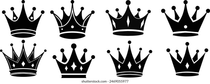 Big collection quality crowns. Crown icon set. Collection of crown silhouette.