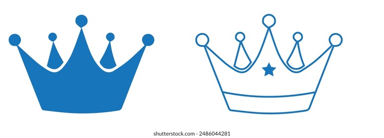 Coronas de gran calidad de colección. Conjunto de iconos de corona. Colección de la silueta de la corona.