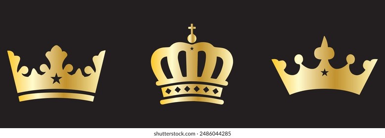 Big collection quality crowns. Crown icon set. Collection of crown silhouette.