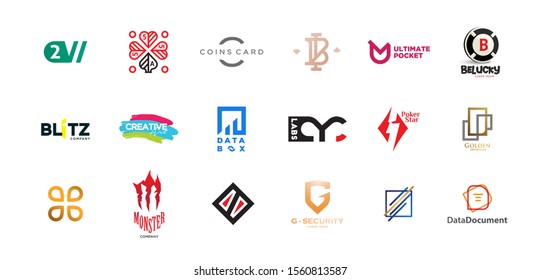 Big collection of quality logo vector template, trendy modern sign symbol mixed set