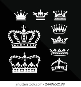 Big collection quolity crowns. Crown icon set. Collection of crown silhouette.