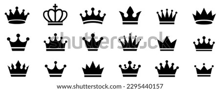 Big collection quolity crowns. Crown icon set. Collection of crown silhouette. 