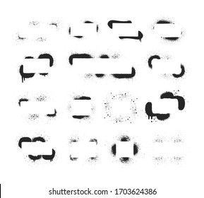 Grande collection de cadres d'aérographe rectangulaires. Pulvériser les bannières de texte de peinture. Arrière-plan grunge. Image vectorielle textures de pochoir isolées. 