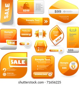 Big collection of sale elements - sticker, coupon, brochure template, offer banner. Vector design label for sale.