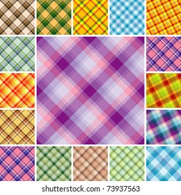 Big collection of seamless plaid patterns. Volume 10