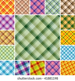 Big collection of seamless plaid vector patterns