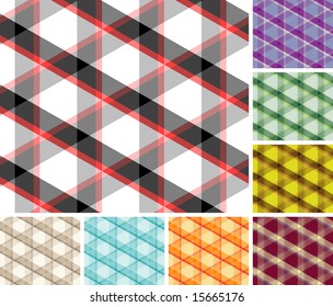 Big collection of seamless trigonal plaid patterns. Volume 7
